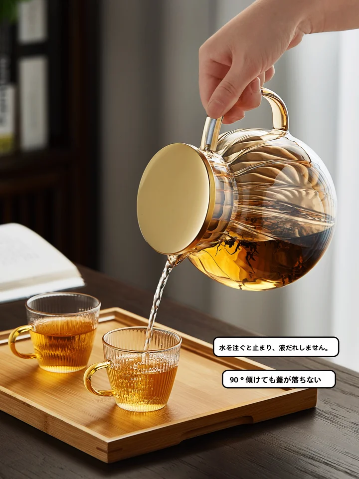 高耐熱ガラス茶器【花茶用・泡茶器・水分離機能・大型】（セットアップ対応）