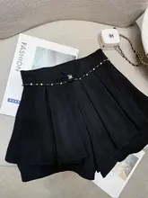 リボンデザインのオフショルダー ニットトップスとAラインスカートパンツ【女性用・極上の柔らかさ】（セットアップ対応）