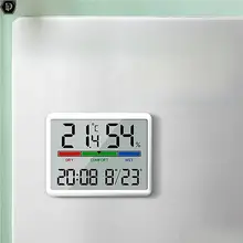 マグネット式温湿度計デジタル時計【静音・壁掛け・デスク用】