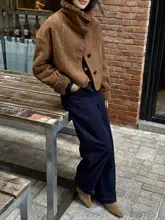 Vickyoung 高腰デニムパンツ【暖かいフリース・スリムフィット・カジュアル】