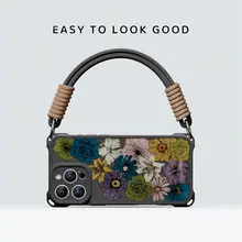 斜め掛け対応スマートフォンケース【iPhone用・小羊皮・ストラップ付き・高級感あるデザイン】