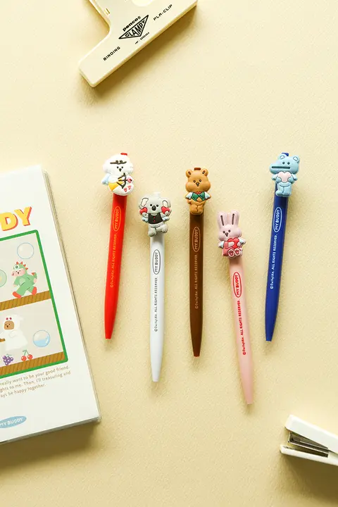 ゲルインキボールペン ノック式 可愛い 動物キャラクター 黒 学生 文房具 韓流 「Dailylike」