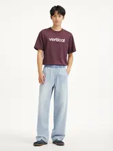 デニムパンツ メンズ ウエストゴム 快適 シンプル ドレープ感 スッキリシルエット 夏