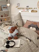可愛らしい犬柄の全棉ベッドリネン【敷き布団・掛け布団カバー・枕カバー】（セットアップ対応）