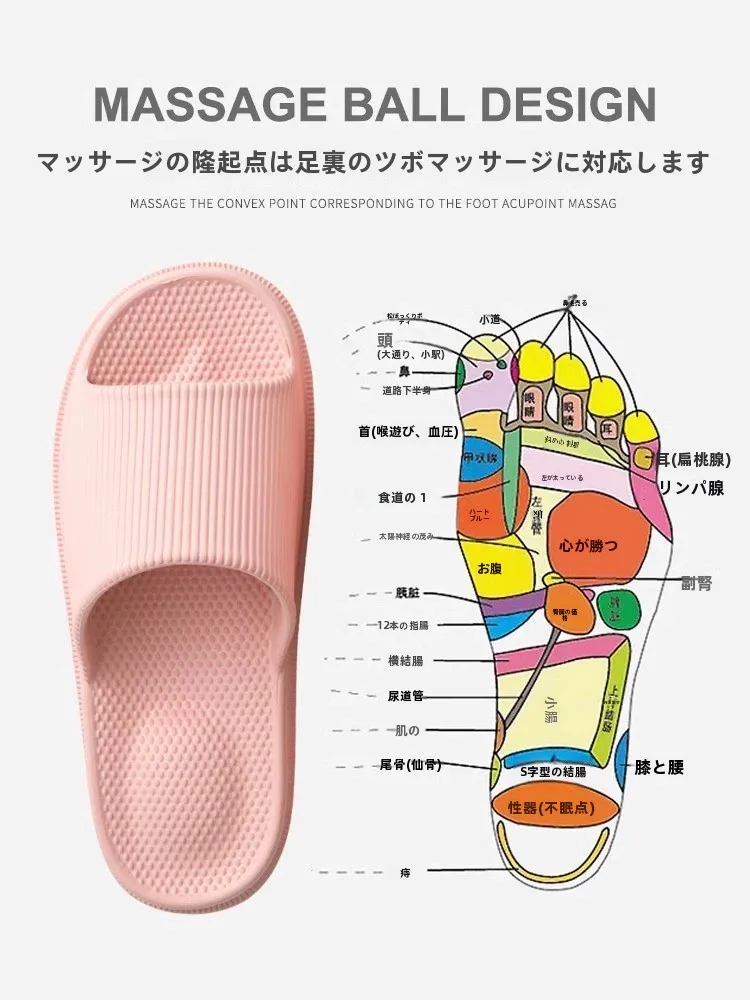 足弓マッサージスリッパ：夏用の防滑静音厚底タイプでかかとガサガサを改善