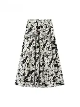 レトロフラワープリント半袖シャツとスカートの夏用コーディネート（セットアップ対応）