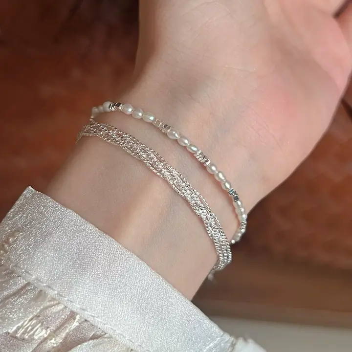 S925純銀製 編み込みデザインブレスレット【女性用・高級感・贈り物】
