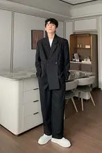 ダブルブレストカジュアルスーツセット メンズジャケット 高級感 韓国スタイル