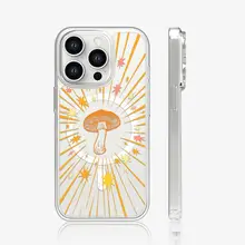 iPhone対応カラフル発光きのこスマホケース【透明・黒・カメラボタン付き】