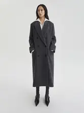 オリジナルデザインのビンテージ風ウールダブルブレストコート【パッド付き・シルエット】