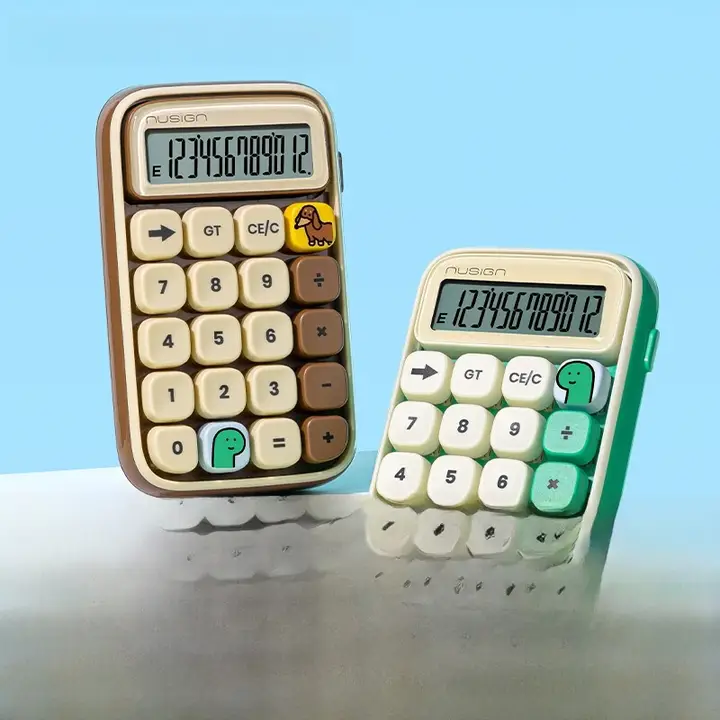 可愛らしいデザインの軽音機械式キーボード計算機【オフィス用・学生向け・恐竜モチーフ】