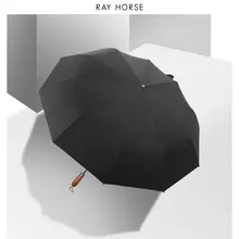 RAY HORSE 自動開閉 2層構造 メンズ ビジネス用高級大傘【晴雨兼用・実木フレーム】