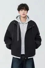 フード付き ジャケット メンズ フェイクレイヤード ワーク ストリート ゆったり カジュアル 春 秋