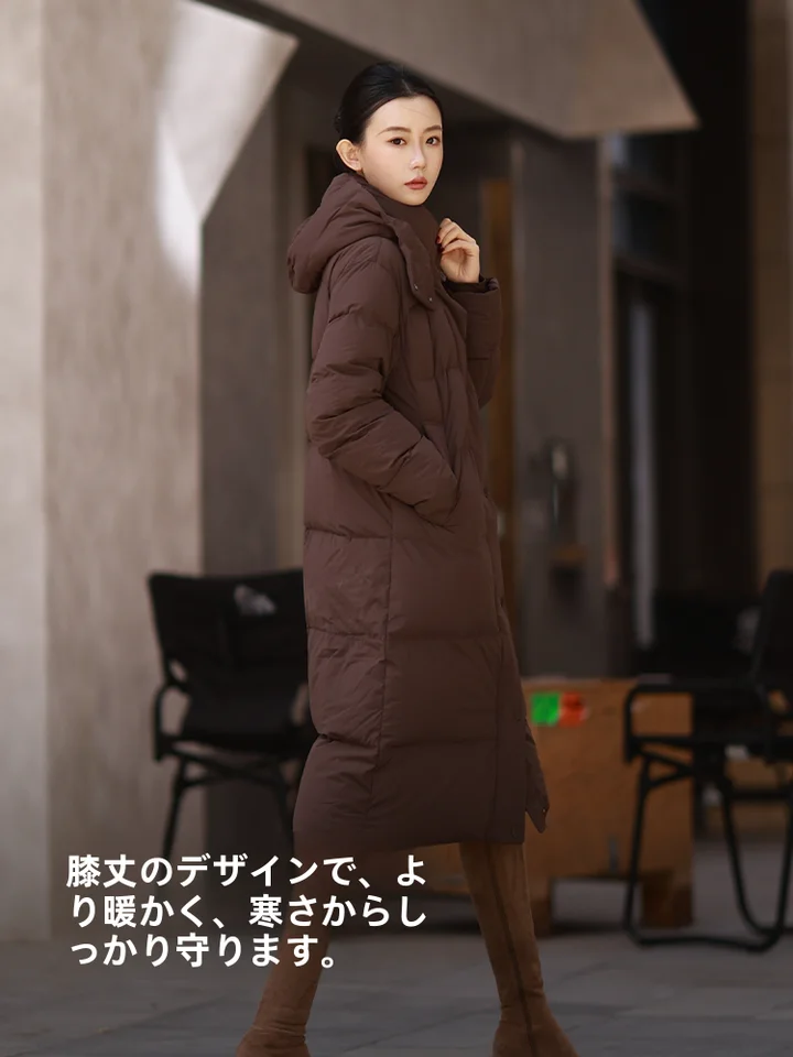 快適な着心地！レディース 冬用ロングダウンコート【ゆったりデザイン・フード付き・保温性】