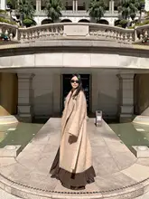 ZHOUMIAO 山羊绒フード付きH型コート【柔らかい毛羽立ち・冬用・レディース】