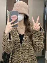 大きいサイズの女性用ニットカーディガン【Vネック・レトロスタイル・粗い編み込み】