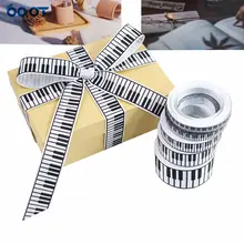 ピアノキャラクター柄のインクリボンギフトボックス【ハンドメイドリボン包装】