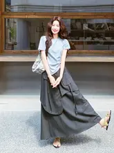 韓流 Tシャツ スカート セットアップ 2点セット レディース アシンメトリー カーゴスカート 甘辛MIX きれいめ 上品 夏