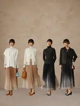 グラデーションカラーのシフォン半裙【上品なデザイン・春夏用】（セットアップ対応）