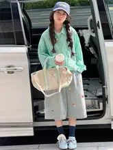 韓国風チェック柄女の子用秋用シャツ【春夏向け・日焼け防止・柔らかい質感】
