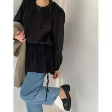 サイドリボン付きフリルブラウス【ストライプ・春用・長袖】