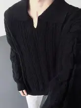 レトロ風ケーブル編みセーター【ユニセックス・フィット・ハイネック・厚手】