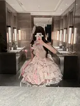 ピンクローズのロリータドレス【可愛いデザイン・華やかなプリンセススタイル】（セットアップ対応）