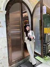 DbyDoi 白色ハイウエストパンツ【春秋用・ストレートシルエット・シンプルデザイン・フィット感アップ】