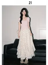 ロングスカート レディース 花柄 レース アシンメトリー フリル ドレープ 甘め フェミニン インスタ映え 春物 「Forever21」