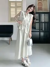 デザイン性のあるベストとスカート【夏用・工業スタイル・韓国風・美しいシルエット】（セットアップ対応）
