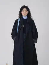HTmeme ストライプデザインのロングトレンチコート【春用・レディース・高身長対応】