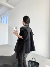 PAPERLLL ビンテージ風デニムジャケット【秋冬用・ブラックグレー・レディース】