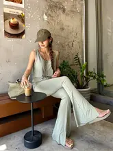 モダール素材のスタイルタンクトップとスリムフィットスリットパンツ（セットアップ対応）