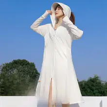 女性用 紫外線対策ロングカーディガン【UPF50・通気性・氷絲素材】