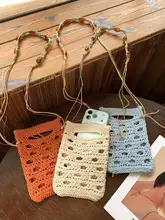 スマホポーチ レディース 手編み かぎ針編み 透かし編み 斜め掛け 収納 リゾート お出かけ 春夏
