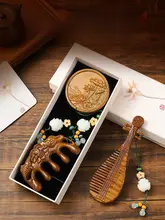 中国風デザインの檀木製ヘアコームギフトボックス【女性向け・贈り物・教師向け】