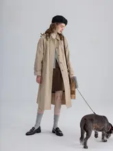 クラシックなチェック柄のトレンチコート【中長丈・ダブルブレスト・カラーブロック】