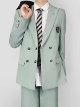 刺繍入り深いミントカラーのブレザー【春秋用・学院風・シンプルデザイン】