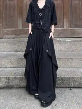 春季新作 ヴィンテージ風パンツスカート【高腰・ワイドレッグ・九分丈】（セットアップ対応）
