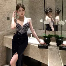 艶やかな金糸ベルベットのセク�シーな低胸キャミソールドレス【夜のお出かけに最適】