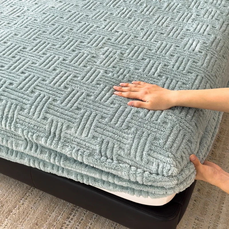 フリースベッドカバー【冬用・ブルー】：蓄熱機能で快適な睡眠環境を実現
