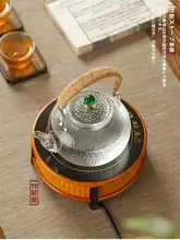 紫竹の竹編み電陶炉【錫製・ガラス製湯沸かし器付き・家庭用・小型】