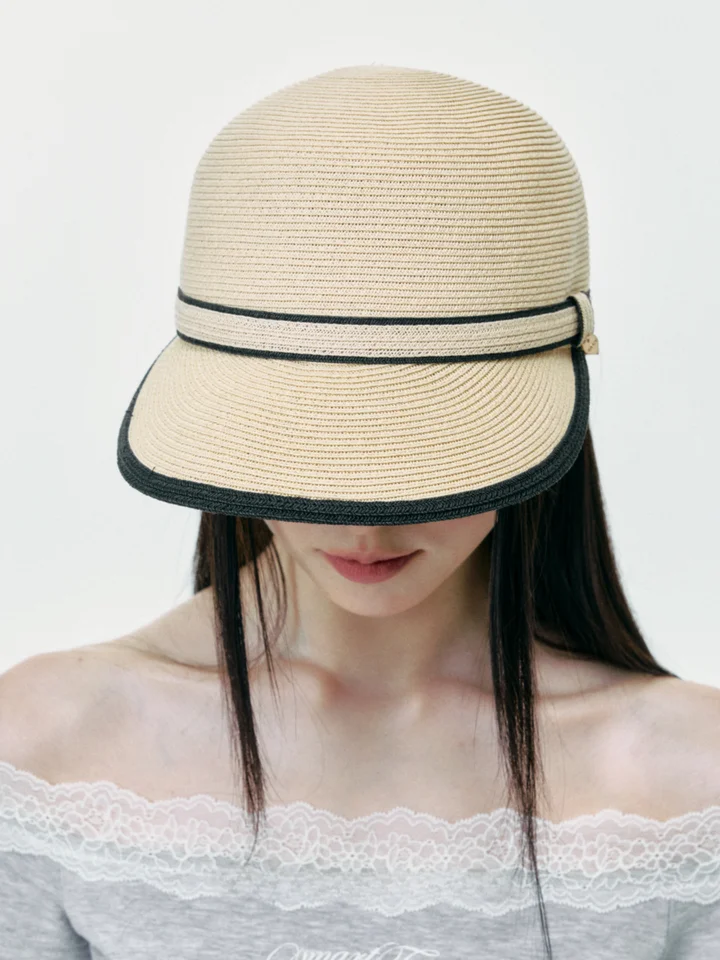 優雅で繊細な草編み通気性ダックビルキャップ【夏用・日焼け防止・リゾートスタイル】