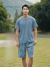 夏用コットン半袖シャツとショートパンツのルームウェア【通気性・ゆったり・外出可能】（セットアップ対応）