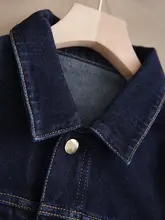 牛仔棉カラー切り替えデザイン ジャケット【女性用・ポケット付き・秋向け】