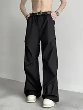 ユニークなプリーツパンツ【アメリカンストリートスタイル・フィット・ワイドレッグ・フレア】（セットアップ対応）
