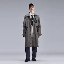 チェック柄ロングコート メンズ【ゆったりしたデザイン・ヴィンテージスタイル】