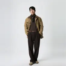 春秋用 男性用ブラウンカジュアルパンツ【ウォッシュ加工・フィット・ストレートレッグ】