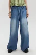 水洗ブルースカイシルクデニムワイドパンツ
