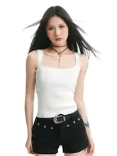 美しい背中を魅せる吊り Strap タンクトップ【肌見せデザイン・春夏用・ニット】